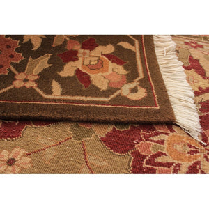 Hand-knotted Royal Sarough Dark Red, Olive Wool Soft Rug
