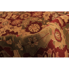 Hand-knotted Royal Sarough Dark Red, Olive Wool Soft Rug