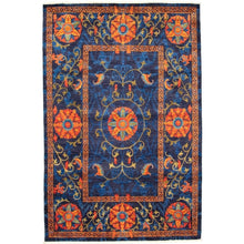 Hand-knotted Signature Collection Navy Wool Soft Rug