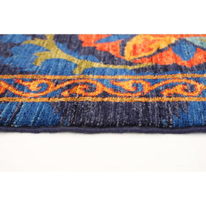 Hand-knotted Signature Collection Navy Wool Soft Rug