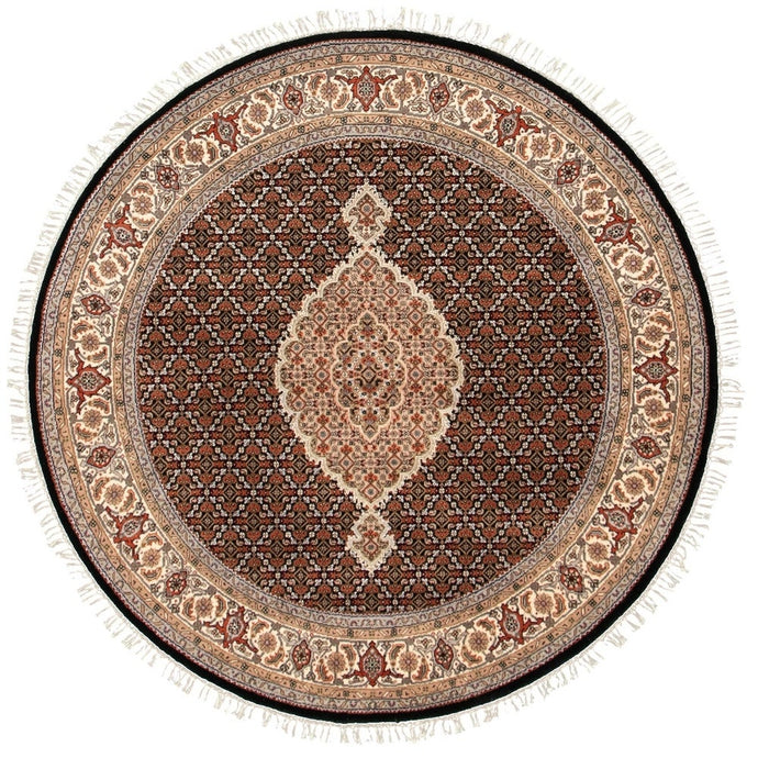 Hand-knotted Tabriz Haj Jalili Black Wool Soft Rug