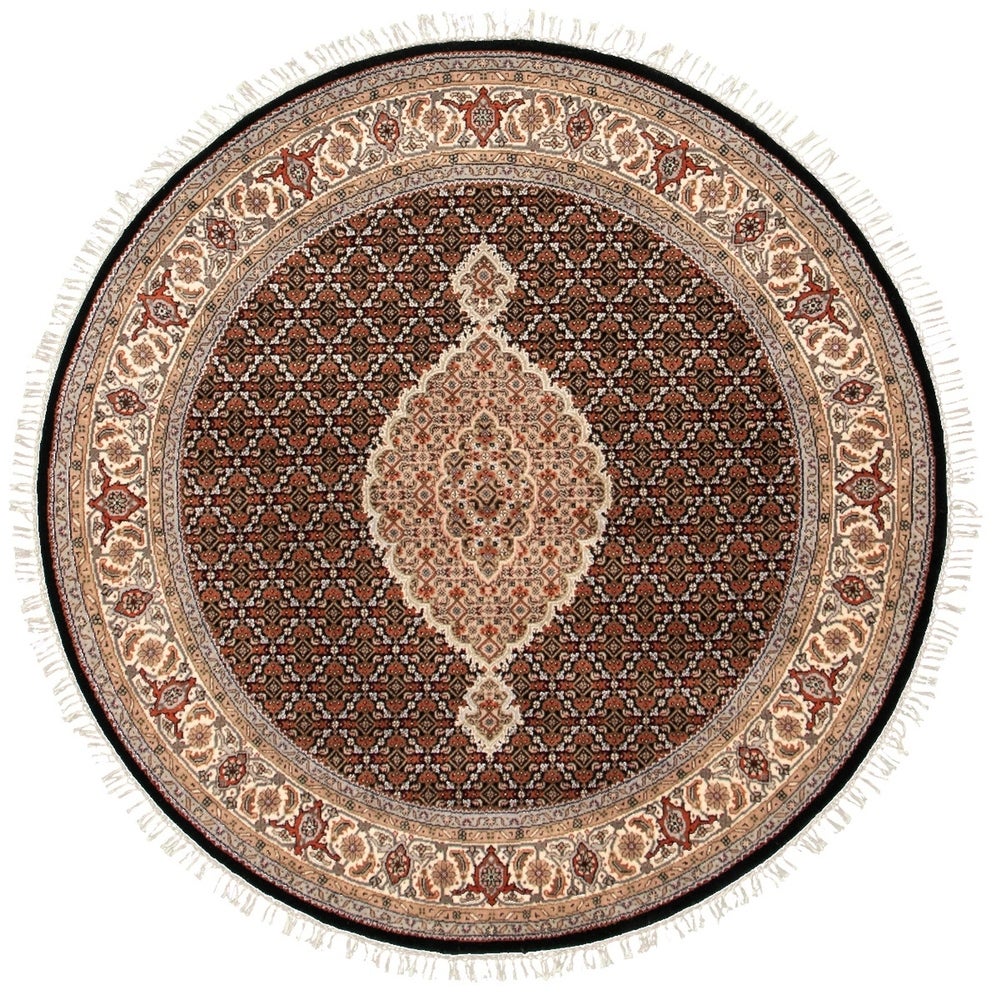 Hand-knotted Tabriz Haj Jalili Black Wool Soft Rug