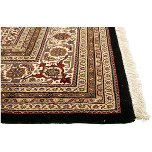 Hand-knotted Tabriz Haj Jalili Black Wool Soft Rug