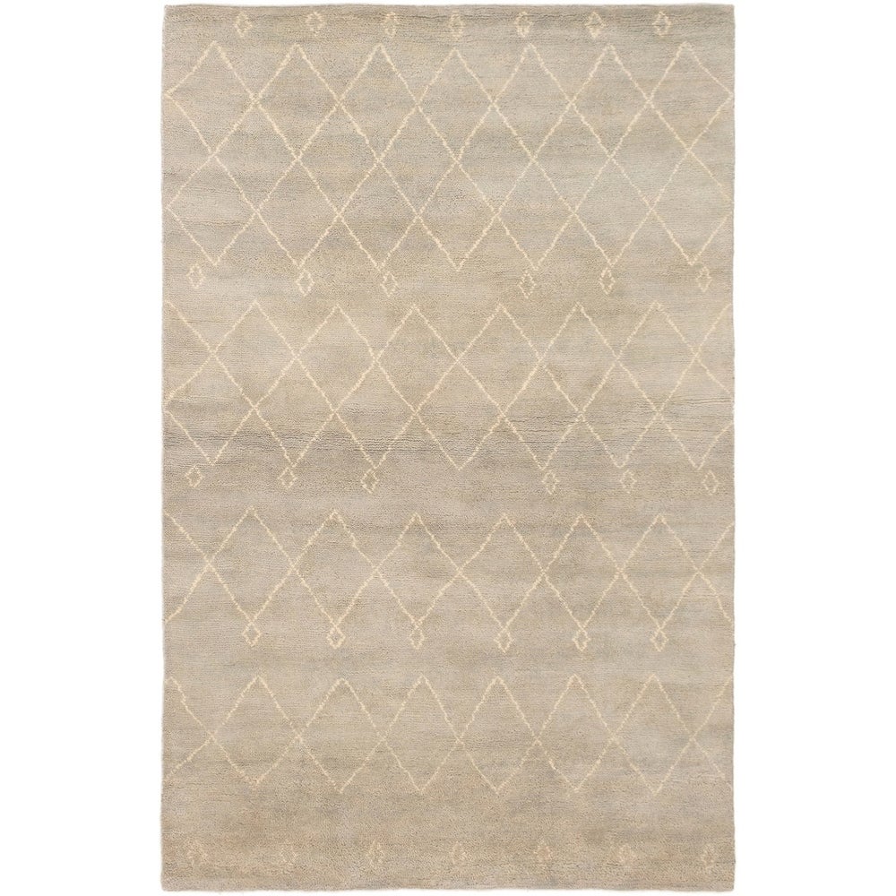 Hand-knotted Tangier Green Wool Soft Rug