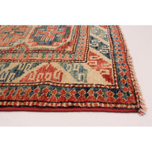 Hand-knotted Uzbek Ghazni Cream, Red Wool Soft Rug