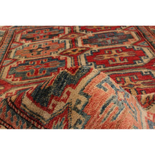 Hand-knotted Uzbek Ghazni Cream, Red Wool Soft Rug