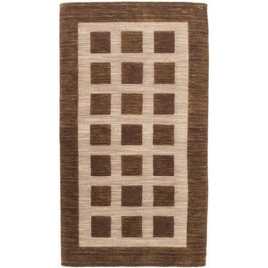 Hand-knotted Gabbeh Riz Beige, Brown Wool Soft Rug