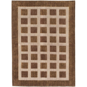 Hand-knotted Gabbeh Riz Beige, Brown Wool Soft Rug