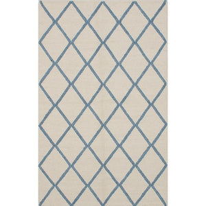 Braided Weave Diamond Cream Wool Soft Rug