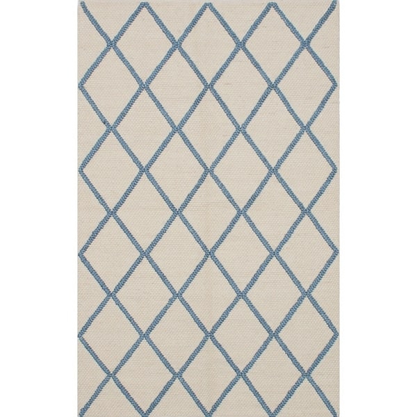 Braided Weave Diamond Cream Wool Soft Rug