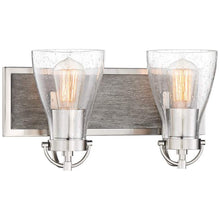 Garrison 8 1/2"H Brushed Nickel and Wood 2-Light Bath Wall Sconce