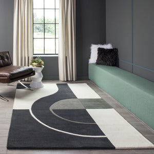 Delhi Hand Tufted Wool Contemporary Geometric Soft Area Rug - Charcoal
