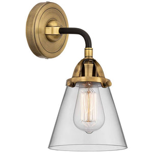 Nouveau 2 Cone 6" Incandescent Sconce - Black Brass Finish - Clear Shade