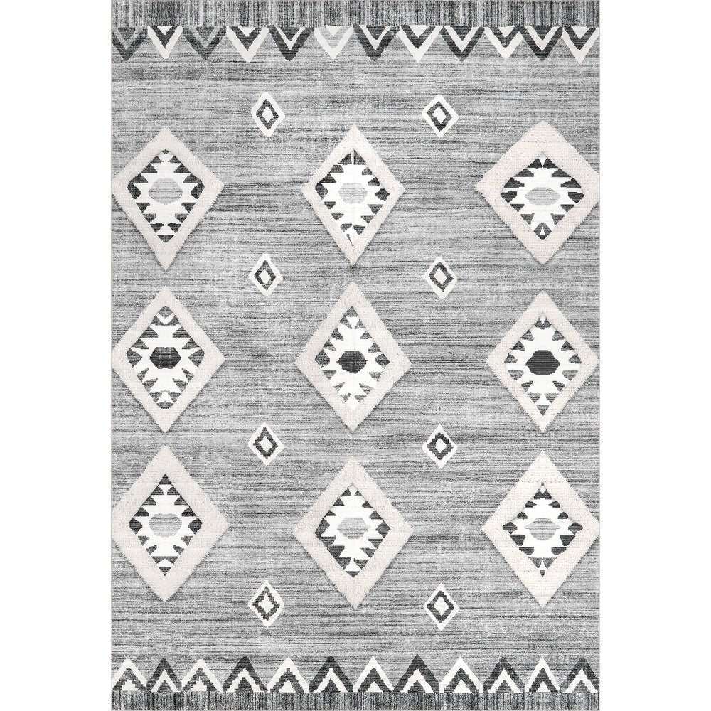 Arie Tribal Diamond Machine Washable Area Rug