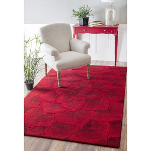 Premium Handmade Red Floral Wool Soft Area Rugs