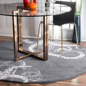 Handmade Wool Silk Octopus Pattern Gray Soft Area Rugs