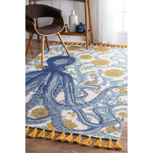 Handmade Cotton Wool Octopus Pattern Multi Soft Area Rugs