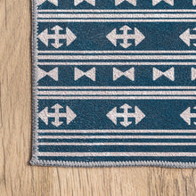 Joelle Machine Washable Tribal Geometric Border Area Rug