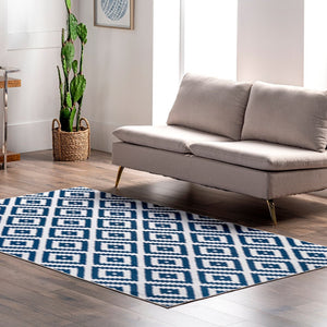 Kellee Machine Washable Modern Diamonds Area Rug