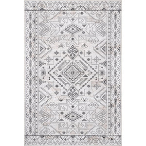 Malena Tribal Bordered Machine Washable Area Rug