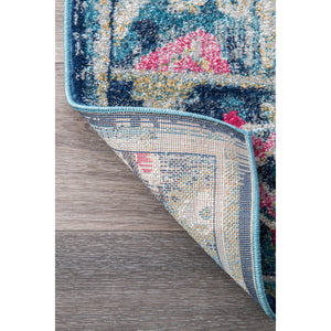 Floral Vintage Turquoise Blue Pink Area Rugs