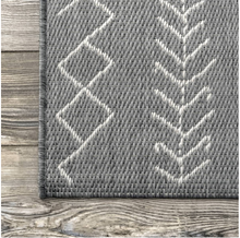 Moroccan Tribal Accent Grey Indoor/Outdoor Area Rugs - Durable/Easy Maintenance