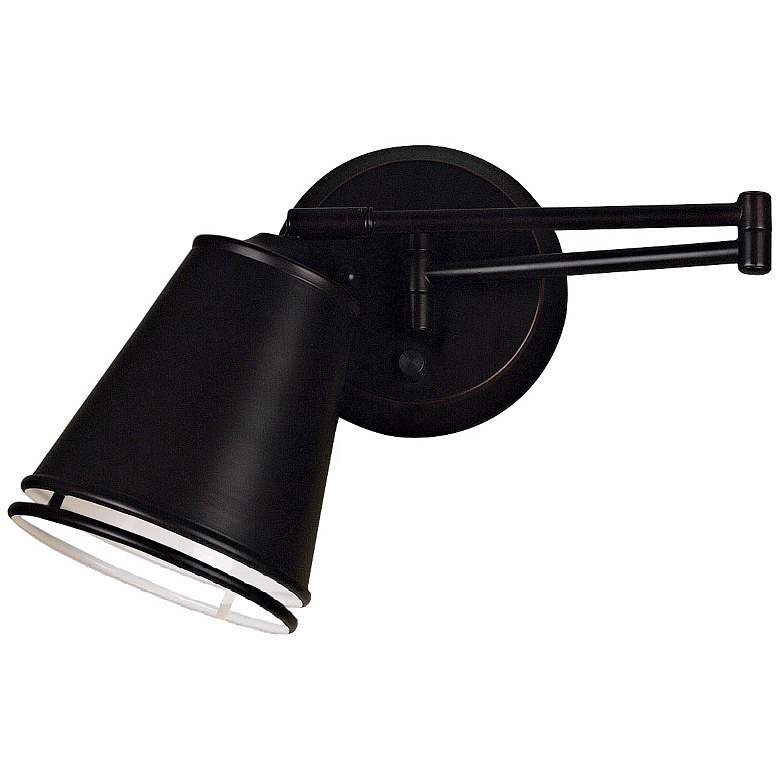 Kenroy Metro Pharmacy Bronze Plug-In Swing Arm Wall Lamp