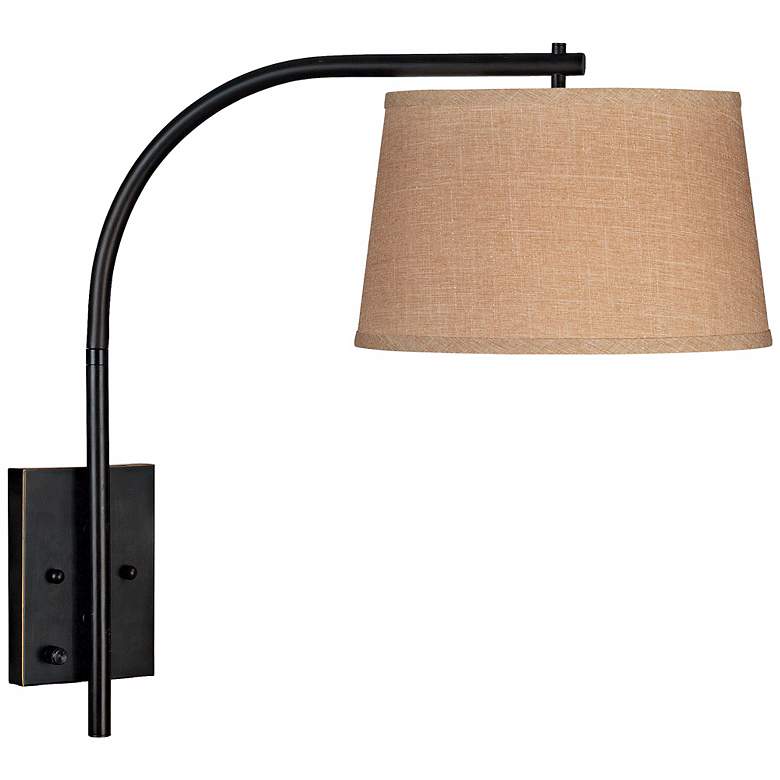 Kenroy Sweep Bronze Small Plug-In Swing Arm Wall Lamp