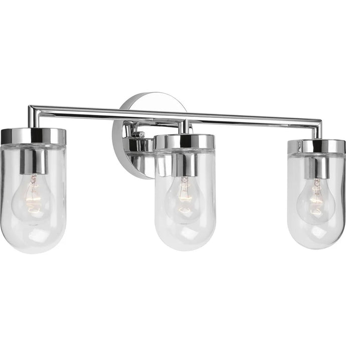 Signal Collection 3-Light Polished Chrome Clear Glass Coastal Bath Vanity Light