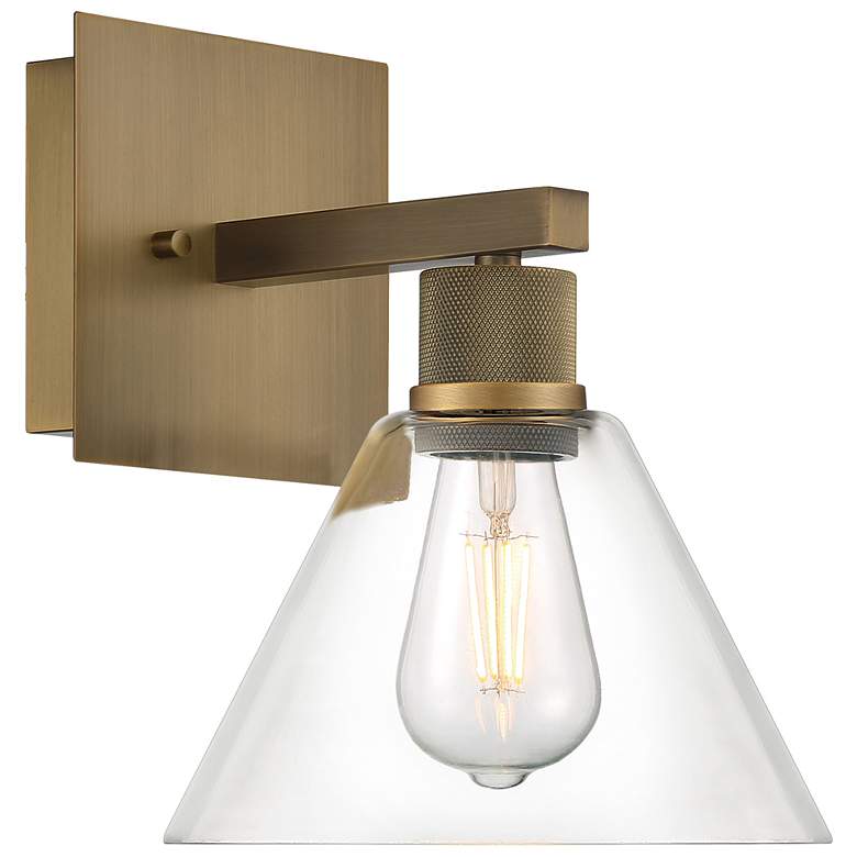 Port Nine Martini E26 LED Wall Sconce - Antique Brushed Brass, Clear Glass
