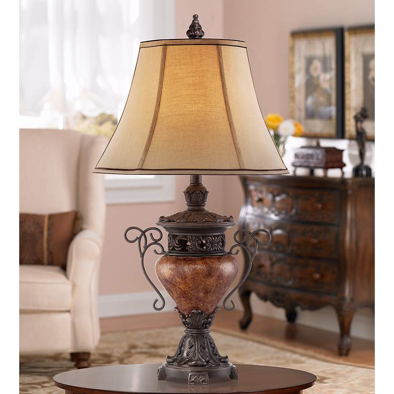 Bronze Crackle Large Urn Table Lamp