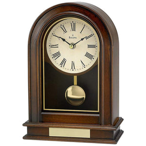 Hardwick 10" High Walnut Finish Bulova Table Clock