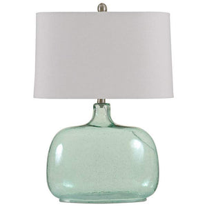 Brentford Seeded Teal Glass Table Lamp