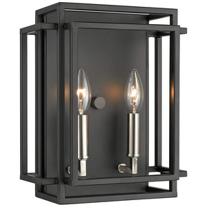 Z-Lite Titania 2 Light Wall Sconce in Black + Brushed Nickel